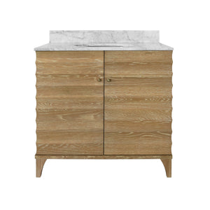 Rhodes Bath Vanity with Horizontal Fluted Detail in Cerused Oak