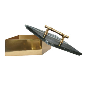 Rhoma Brass Box with Black Marble Top