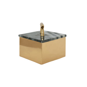 Rhoma Brass Box with Black Marble Top
