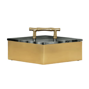 Rhoma Brass Box with Black Marble Top