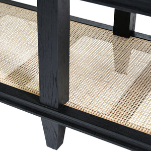 Richmond Four Drawer Console with Open case Shelf in Black