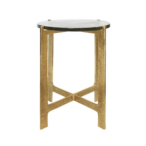 Ricky Side Table with Hammered Brass Base