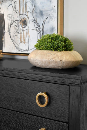 Richmond Four Drawer Console with Open case Shelf in Black