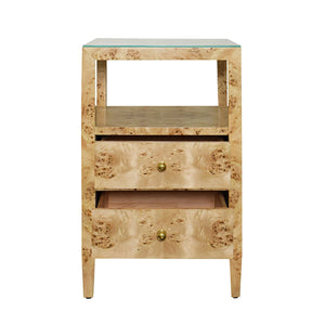 Roscoe Side Table in Burl Wood
