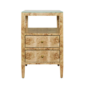 Roscoe Side Table in Burl Wood