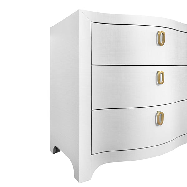 Rosie Drawer Chest in Textured White Linen - Scenario Home
