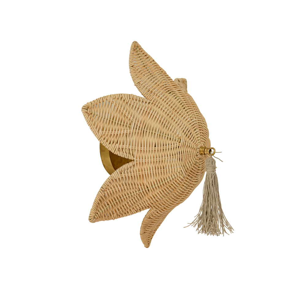 Victoria Rattan Flower Flush Mount Wall Sconce – Available in 3 Sizes