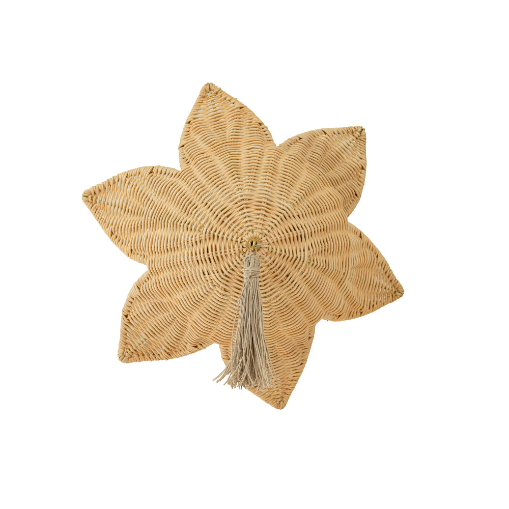 Victoria Rattan Flower Flush Mount Wall Sconce – Available in 3 Sizes