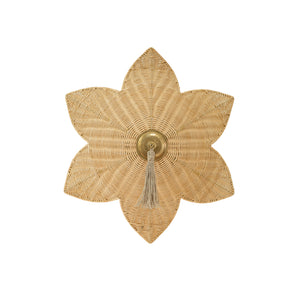 Victoria Rattan Flower Flush Mount Wall Sconce – Available in 3 Sizes