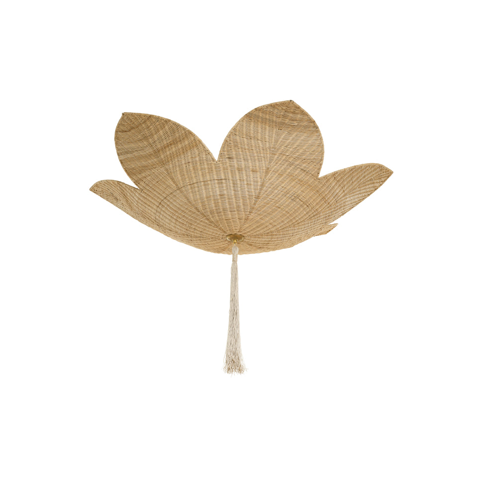 Victoria Rattan Flower Flush Mount Wall Sconce – Available in 3 Sizes