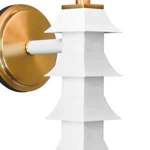 Sedona Handpainted Tole Pagoda Sconce in White