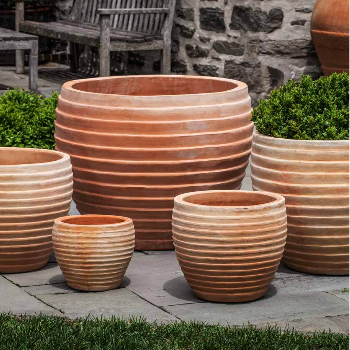 Elia Ridged Terra Cotta Planters - Set of 5