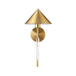 Talon Acrylic Pole Sconce with Antique Brass Shade