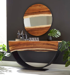River Mirror, Natural, Round
