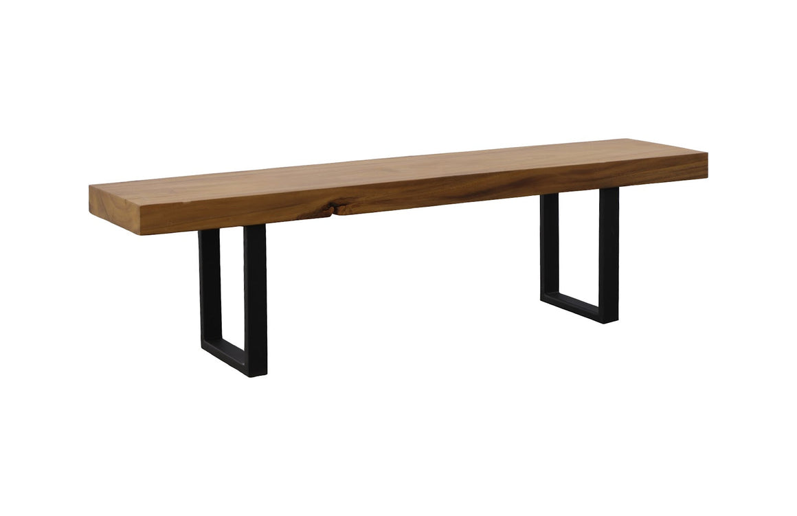 Origins Straight Edge Bench, Natural, Satin Black Legs