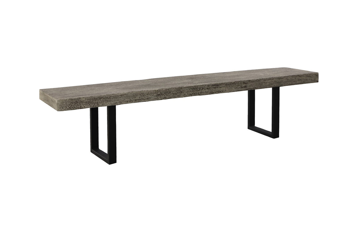 Origins Straight Edge Bench, Gray Stone, Satin Black Legs
