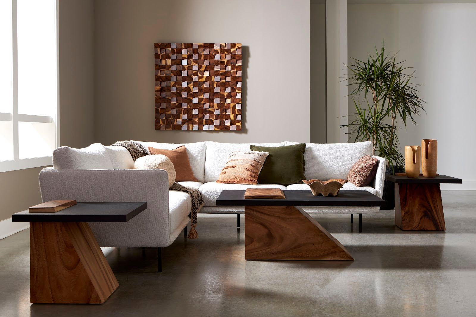 Table Slant Slant Coffee Table, Natural/Black - Scenario Home