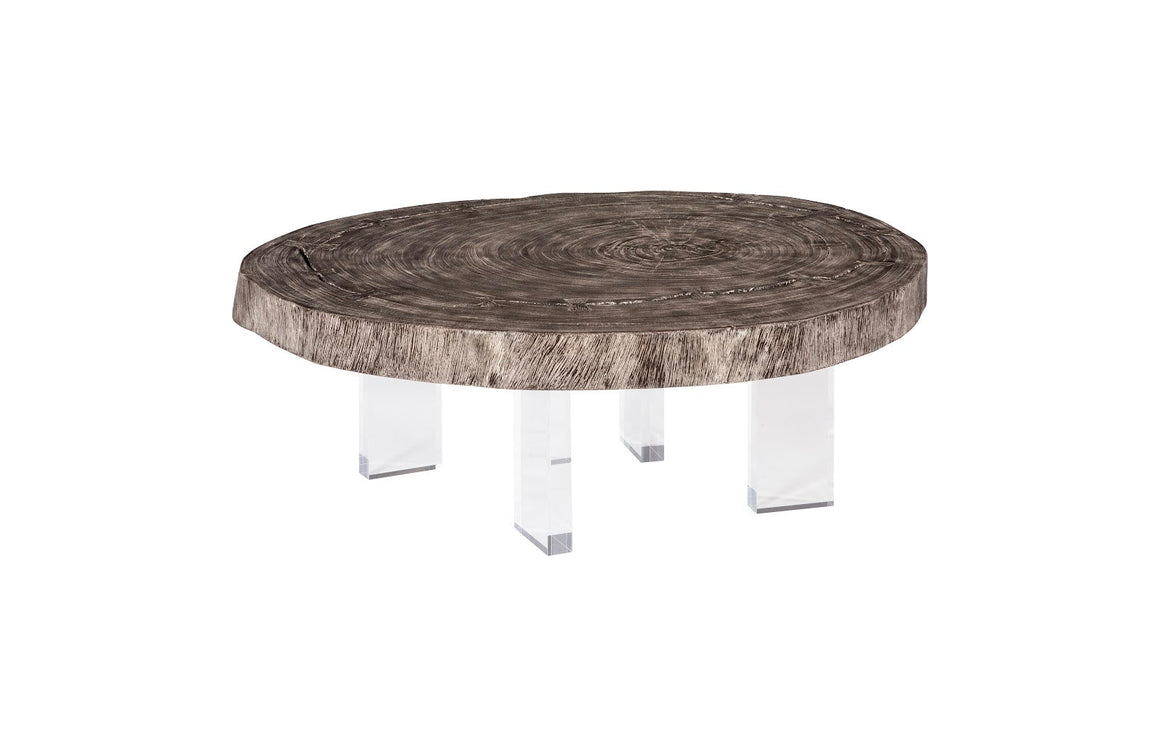 Floating Coffee Table On Acrylic Legs, Gray Stone , Size Varies