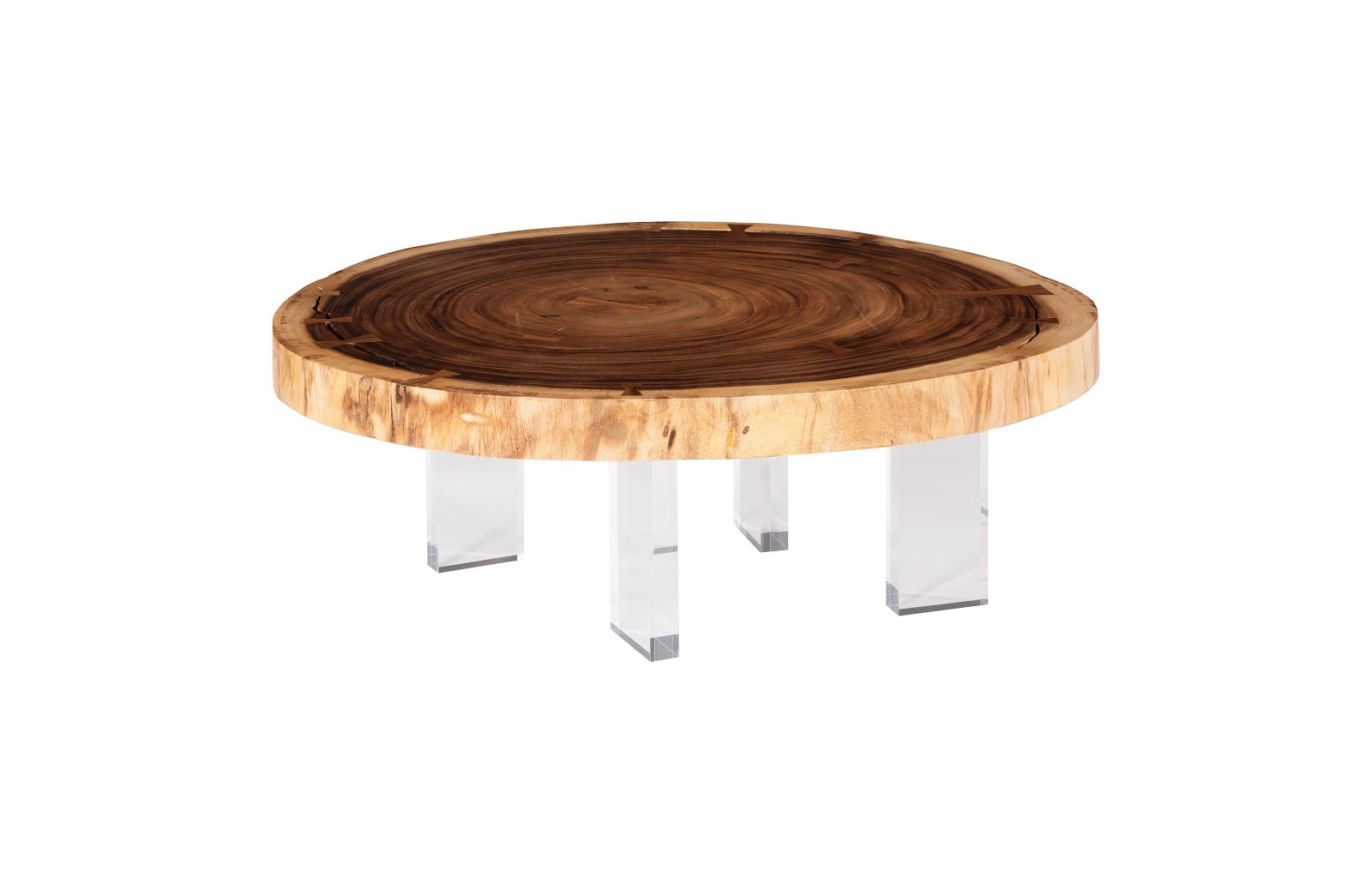 Floating Coffee Table with Acrylic Legs, Natural, Size Varies