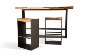 Iron Frame Bar Table, Chamcha Wood, Natural
