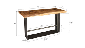 Iron Frame Bar Table, Chamcha Wood, Natural