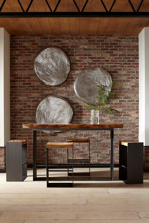 Iron Frame Bar Table, Chamcha Wood, Natural