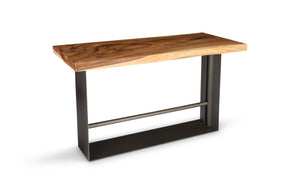 Iron Frame Bar Table, Chamcha Wood, Natural