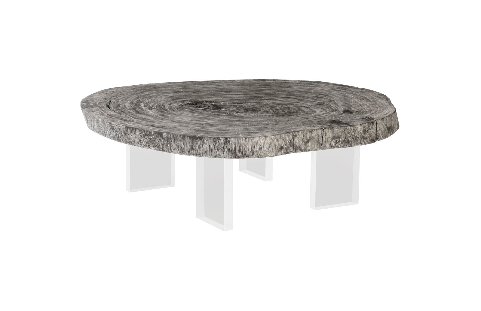 Floating Coffee Table on Acrylic Legs, Gray Stone, Size Varies