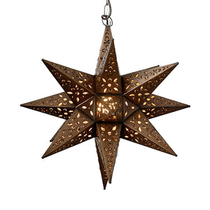 Large Hand Cut Tin Star Chandelier