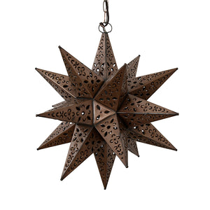 Large Hand Cut Tin Star Chandelier