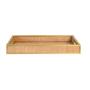 Tobin Rattan Tray with Framed Brass Edge