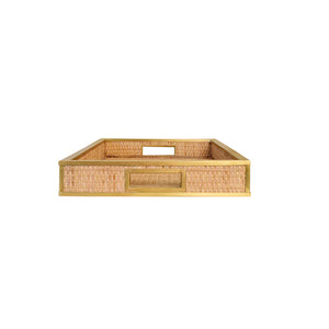 Tobin Rattan Tray with Framed Brass Edge