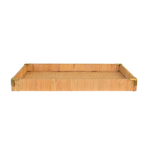 Tommy Large Rectangular Natural Rattan Wrapped Trays