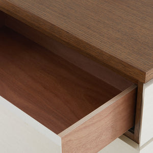 3-Drawer Side Table, Sand White, Sesame Finish Oak Veneer | Tristan Collection | Villa & House