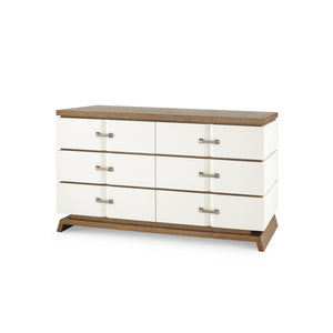 6-Drawer Side Table, Sand White, Sesame Finish Oak Veneer | Tristan Collection | Villa & House