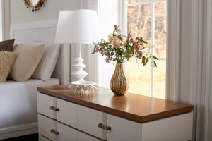 6-Drawer Side Table, Sand White, Sesame Finish Oak Veneer | Tristan Collection | Villa & House