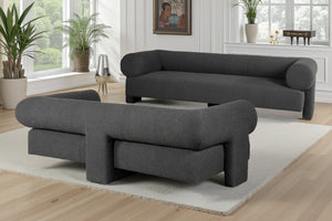 Augustine 81" Sofa in Black Boucle Fabric