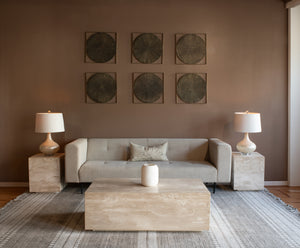 Giza 18" Drum Side Table in Travertine Stone
