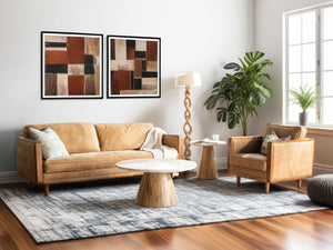 Caldera Coffee Table with White Travertine and Light Oak Base