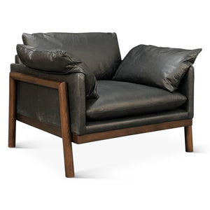 Newark Accent Chair in Charme Black Leather