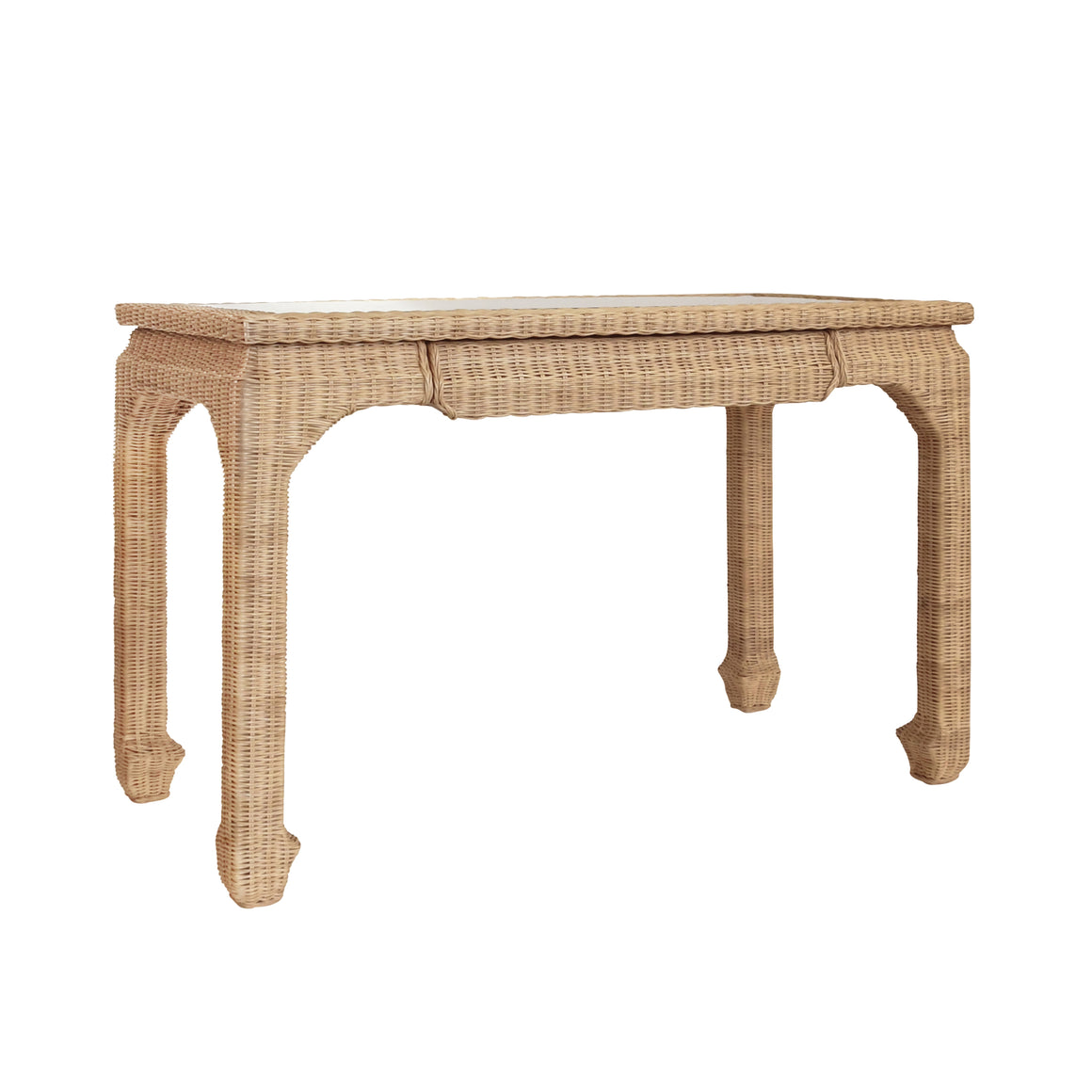 Verra One Drawer Ming Style Desk in Woven Rattan