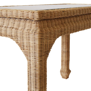 Verra One Drawer Ming Style Desk in Woven Rattan