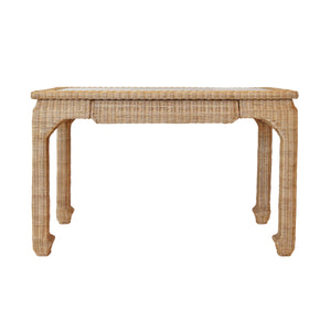 Verra One Drawer Ming Style Desk in Woven Rattan