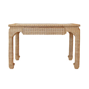Verra One Drawer Ming Style Desk in Woven Rattan