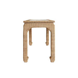 Verra One Drawer Ming Style Desk in Woven Rattan