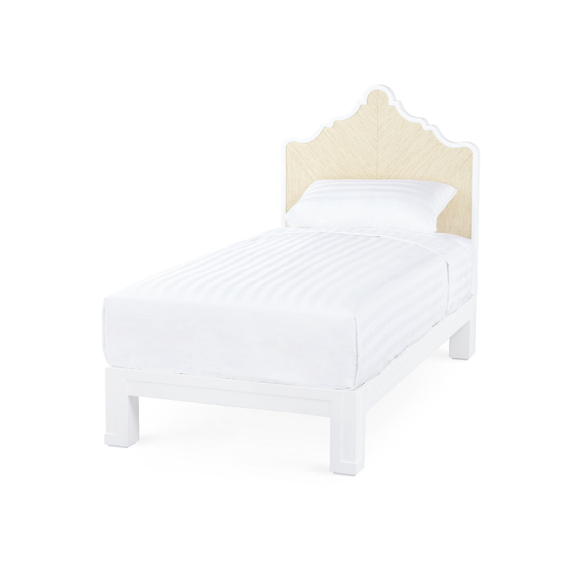 Victoria Twin Headboard With Bed Frame, Natural Twill, Vanilla | Victoria Collection | Villa & House