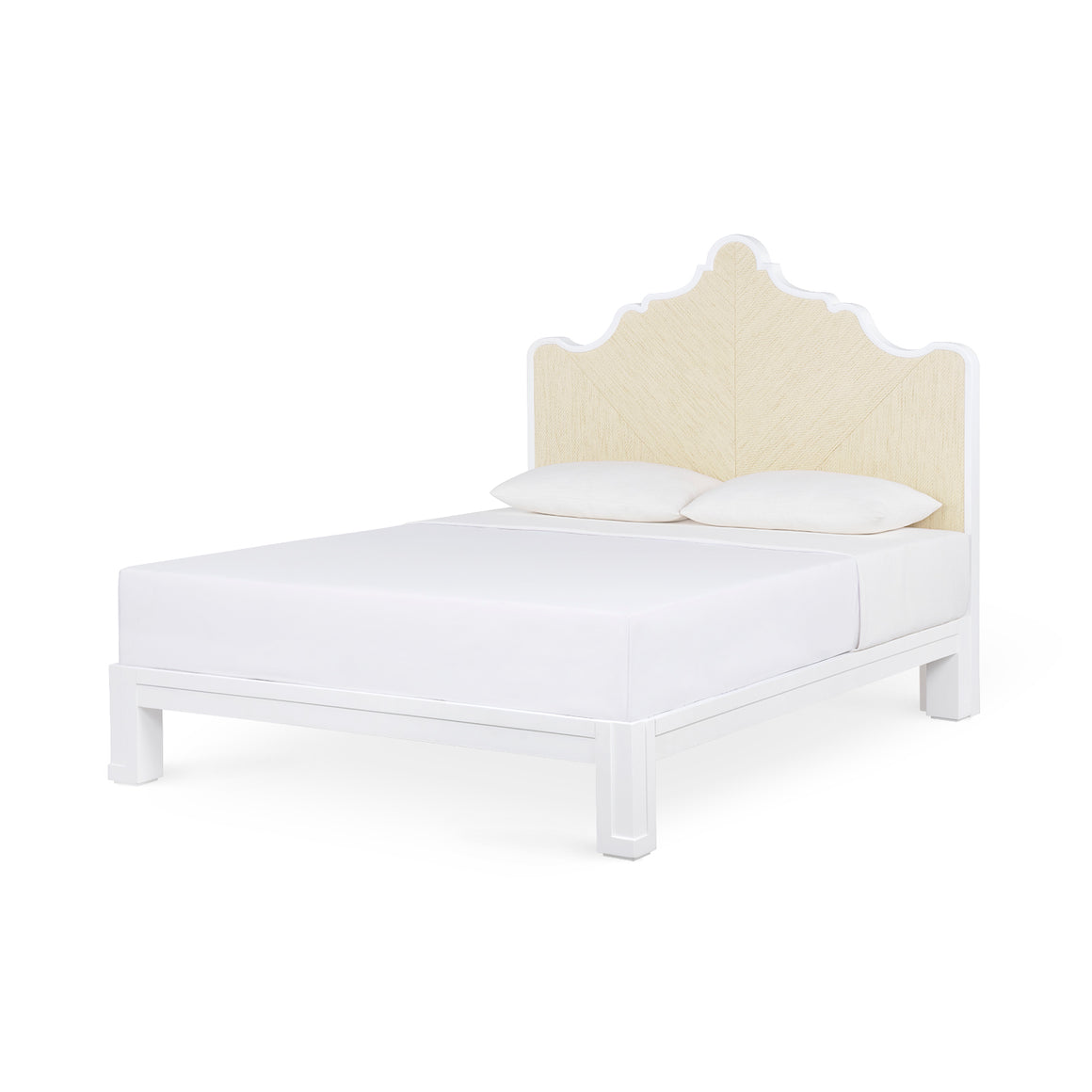 Victoria Queen Headboard With Bed Frame, Natural Twill, Vanilla | Victoria Collection | Villa & House