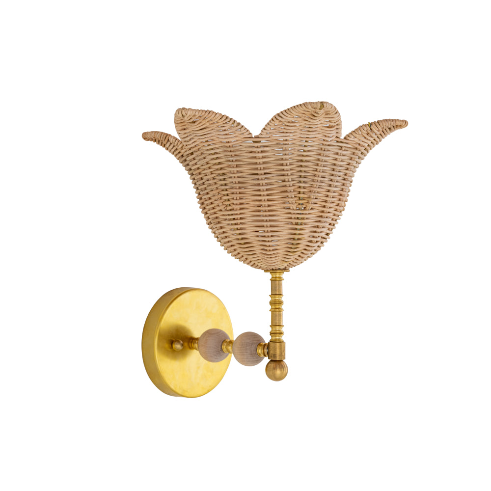 Uplit Victoria Rattan Flower Wall Sconce – Two Sizes