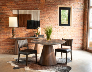 Caldera Console Table with Lava Marble and Dark Oak Base