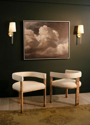 Worlds Away Jude Barrel Arm Chair - Burl Wood